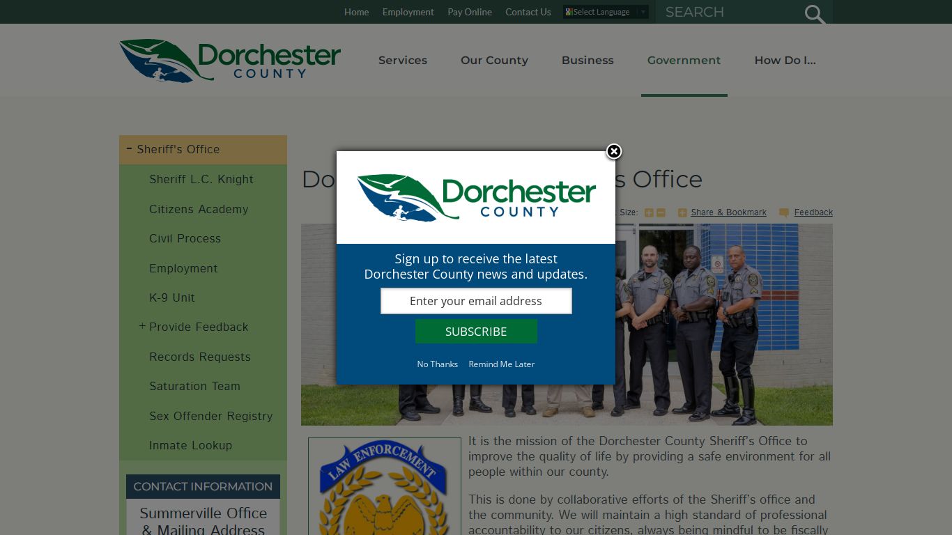 Dorchester County Sheriff's Office | Dorchester County, SC website