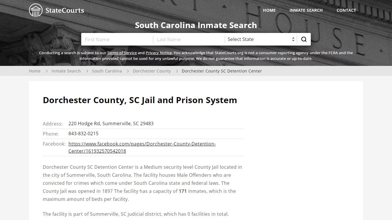 Dorchester County, SC Jail and Prison System - State Courts