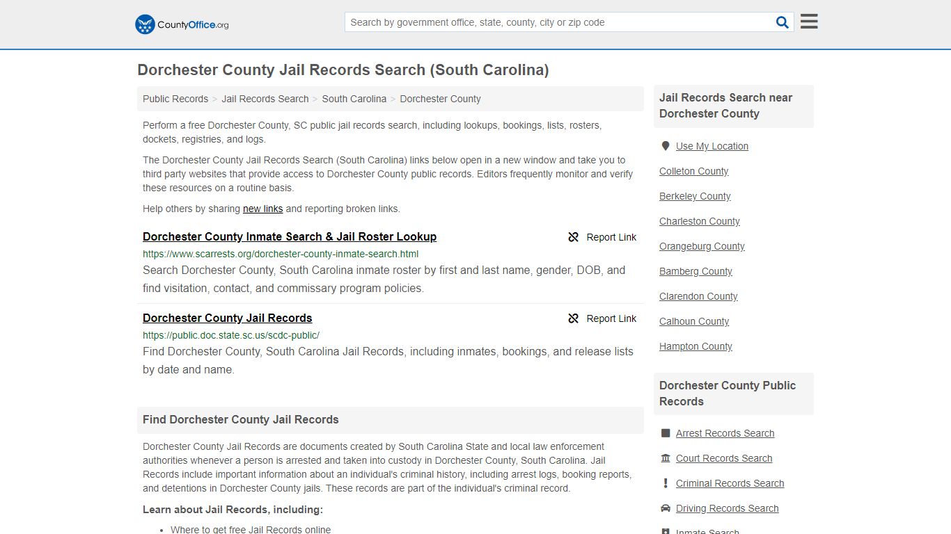 Dorchester County Jail Records Search (South Carolina) - County Office